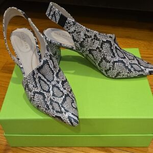 Cole Haan Women's Snakeskin Slingback Heels - Black and Gray